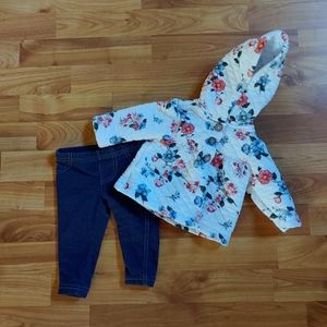 Baby Girl 6m Floral 2 Piece Pant and Jacket Outfit